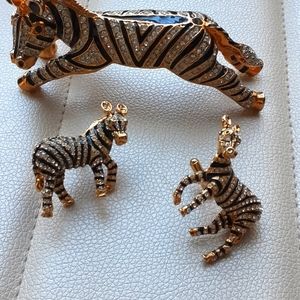 Cute zebra broach and two tiny zebra cuffs